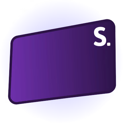 Ilustração do Smash Card, cartão roxo com o S. da Smash
